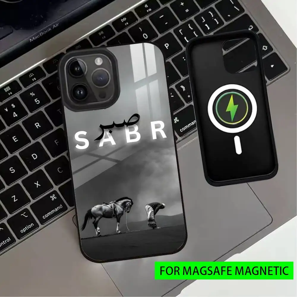 حافظة هاتف Q- القرآن S-SabrS I-Islam P-Patience لهاتف iPhone17,16,15,14,13,12,11 Plus، Pro Magnetic مع شحن لاسلكي Magsafe #2