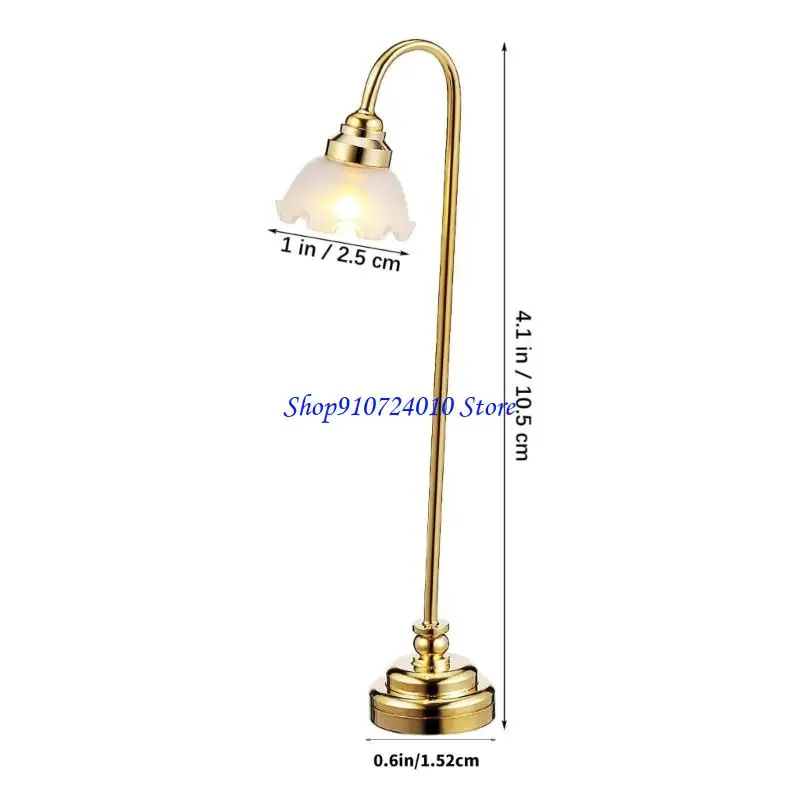 77hd Luz escritorio LED metal dorado en miniatura para 1/12 accesorios casas muñecas decoraciones realistas para