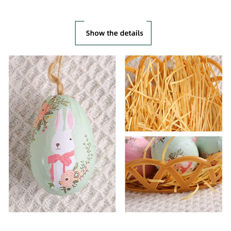 ABUL-Easter カラフルな卵バスケット、イースターパーティーの装飾用の吊り下げオーナメントとペンダント、理想的な子供へのギフト