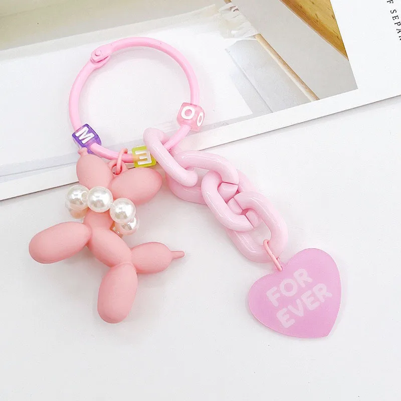 Cool Acrylic Cartoon Balloon Dog Keychains Black Candy Colored Car Keyring Key Buckle Accessories Bag Pendant Toys