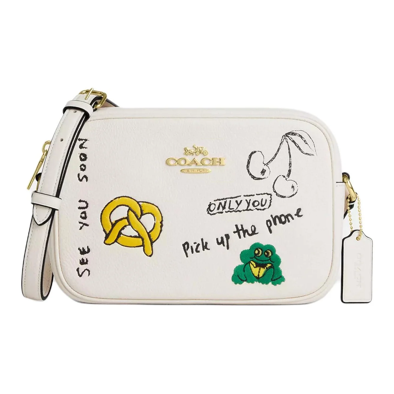 COACH Jamie Pebble Leather Camera Bag, Shoulder Bag Small Women's Chalk White CAT02-IMCAH
