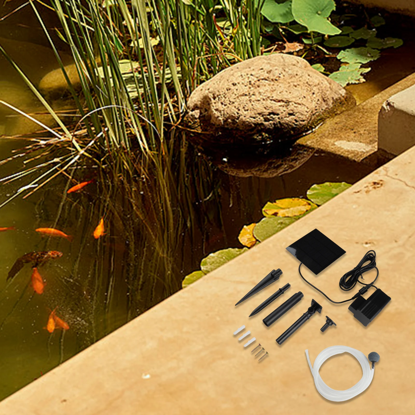 High Performance Oxygenator Solar Pump Water Oxygenation Black Oxygen Aerator Direct Drive Mode Outdoor Durability
