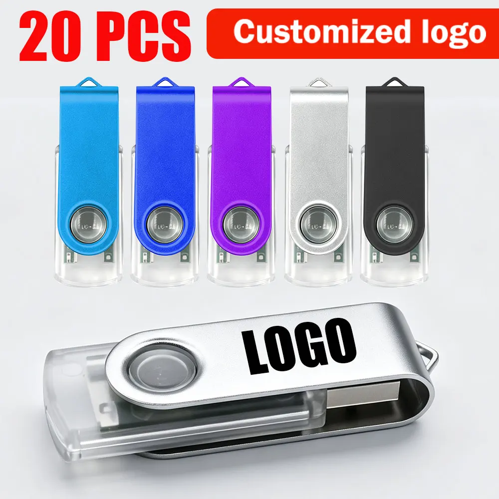 20pcs/lot Custom Logo USB 2.0 Flash Drive Pen Drive 4GB 8GB 16GB 32GB Pendrive 64GB Memory Stick Real Capacity U Disk Cle Usb