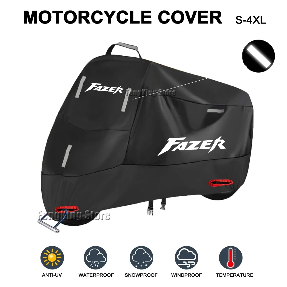 Motorcycle Cover Waterproof Outdoor Scooter UV Protector Dust Rain Cover For DYamaha FZ1 FAZER FZ6 FZ6R FZ8 FAZER FZ750 FZR1000