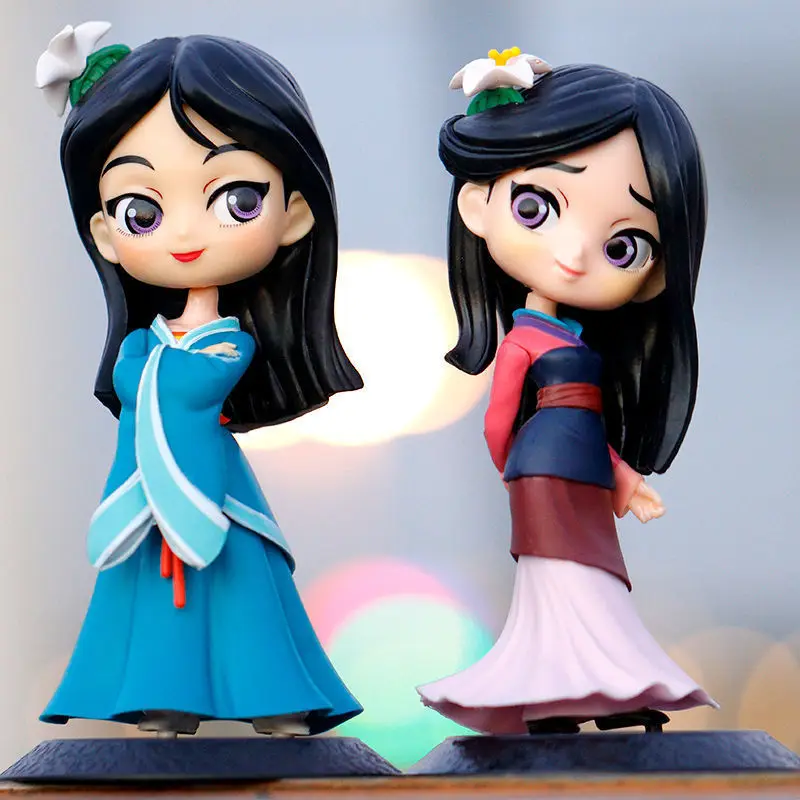 

14cm Q Posket Princess Mulan Figure Model Toys Dolls Gifts Cake Home Decor Birthday Party Kids Gifts