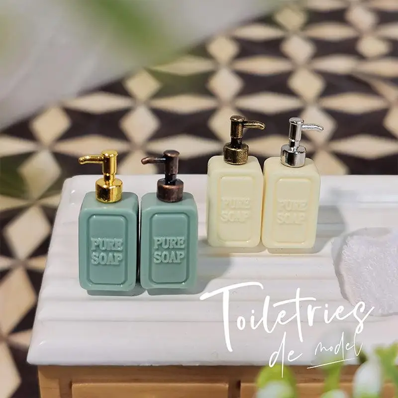 ^*4Pcs Dollhouse Bathroom Accessor Mini Split Bottle Pretend Play Furniture Toy Miniature Soap Dispenser Model Doll House Decor view 2