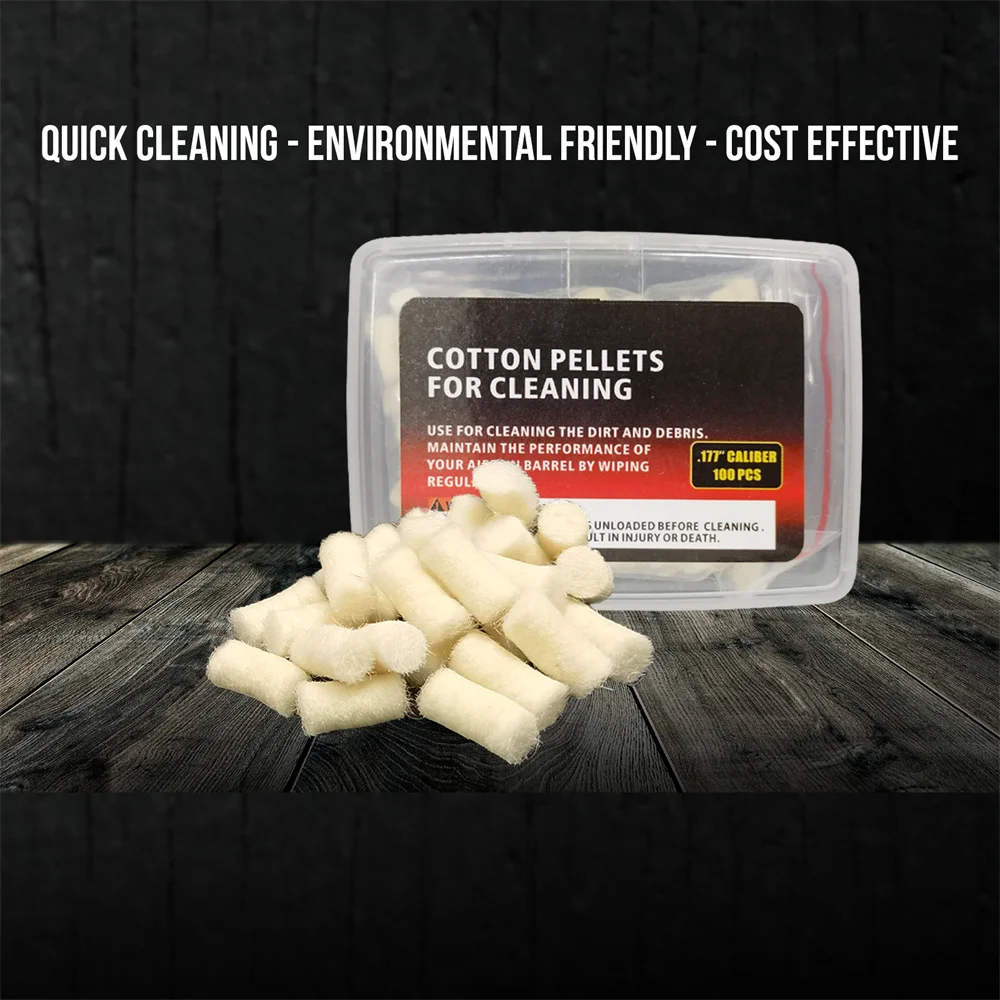 Tactical 100Pcs  .177 .22 .25 Caliber Cotton Balls Pellets Felt Cleaning Wads Barrel Cleaner for Hunting Airgun Airsoft Rifle view 6