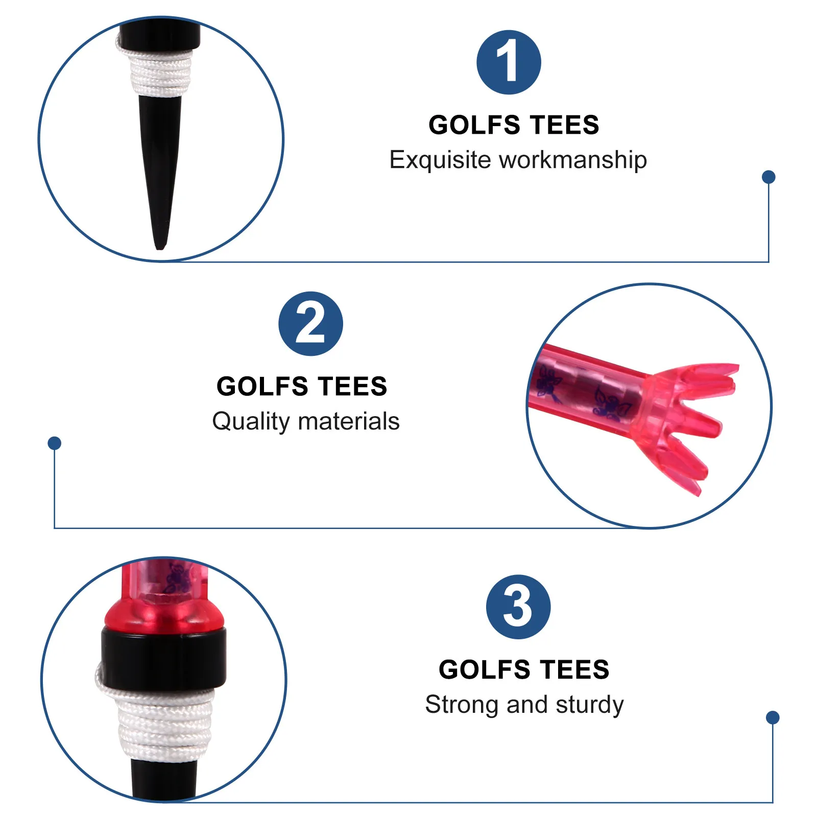 2Pcs Premium Plastic Golf Tees Sturdy Reliable Golf Ball Holder Set for Practice Play Gifts Lightweight Convenient Storage