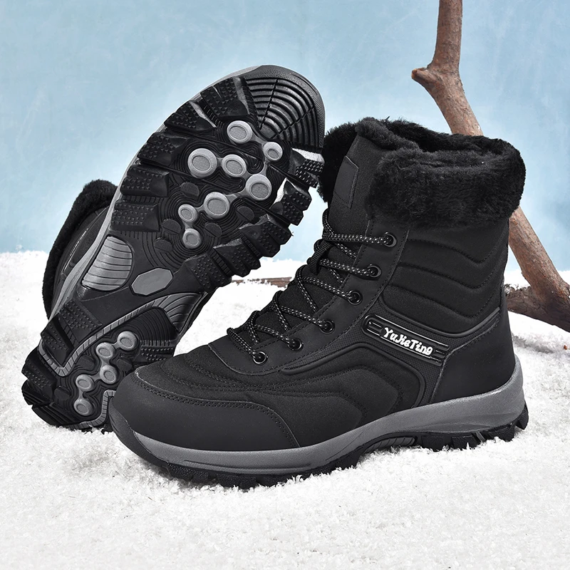 

High-end Warm Winter Men's Hiking Boots Outdoor Snow Men Boots Men Work Casual Sneakers High Top Keep Warm Non-slip Ankle Boots