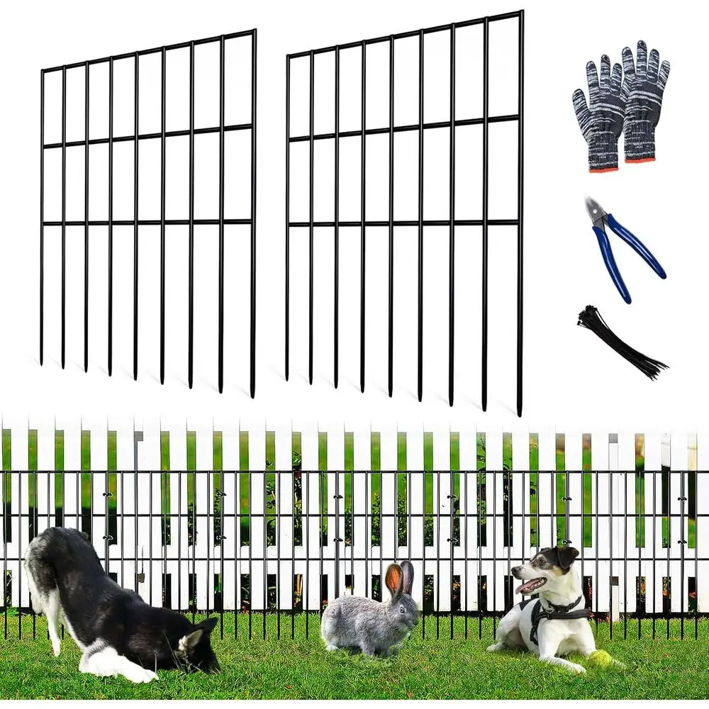 

Набор из 25 штук: Защитный барьер для сада от животных, 27 дюймов в длину x 17 дюймов в высоту, забор без копки для отпугивания собак и кроликов, из нержавеющей металлической проволоки, идеально подходит для О...