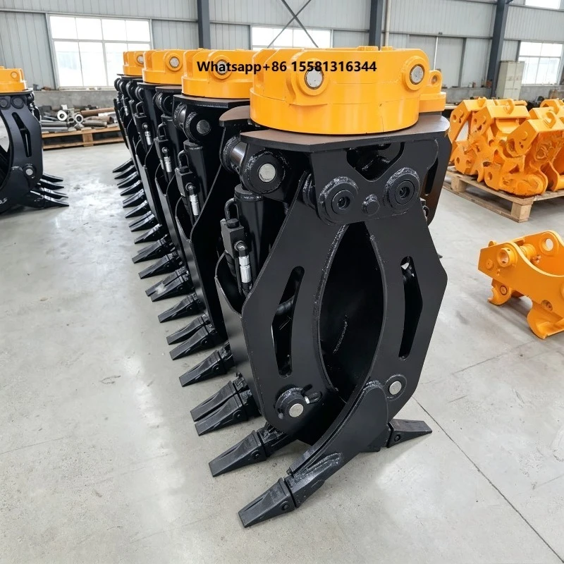 Hydraulic Wood Grapple Excavator Attachments Rotating Grappling Log Grapple for 5-9 Ton Mini Excavators