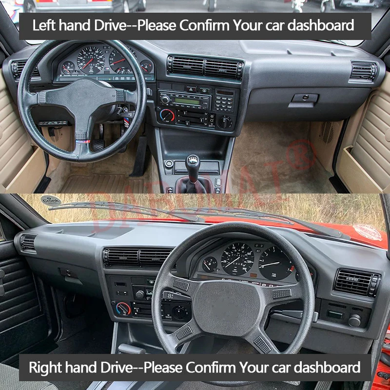 Dashboard Cover Protective Pad for BMW 3 Series E30 1984-1990 1991 Car Dash Board Sunshade Anti-UV Carpet Mat Accessories
