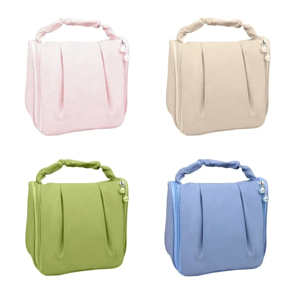 Large Capacity Cloud Cosmetic Bag Solid Color Cute Toiletry Pouch Zipper Multipurpose Makeup Case Pouch for Outdoor Traveling