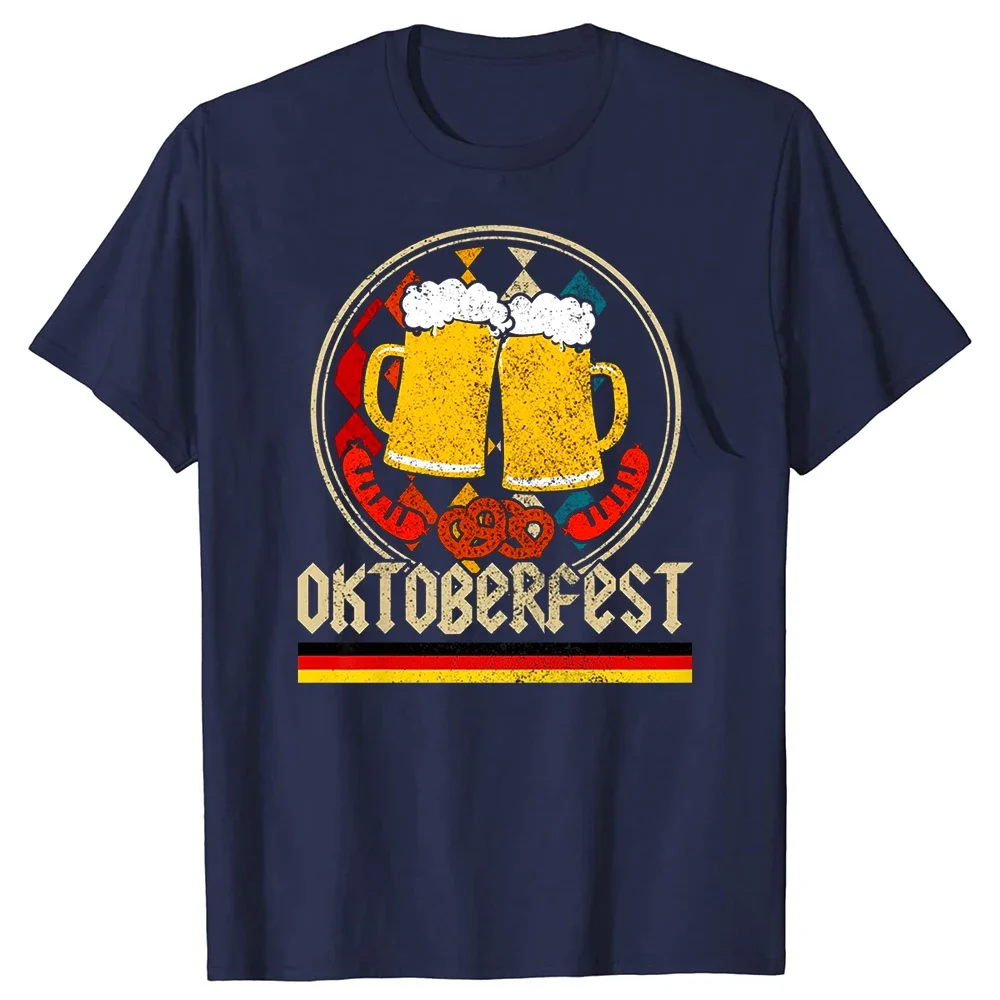 Men Casual Short Sleeve Tee Shirt Oktoberfest Vintage Retro German Flag Munich Bavarian O-Neck Cotton T Shirt harajuku funny