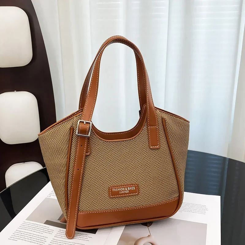 

2025 Elegant Women's Fashion Tote Bag Wide Barrel Shape with Detachable Straps Shoulder/Crossbody for Daily Convenience