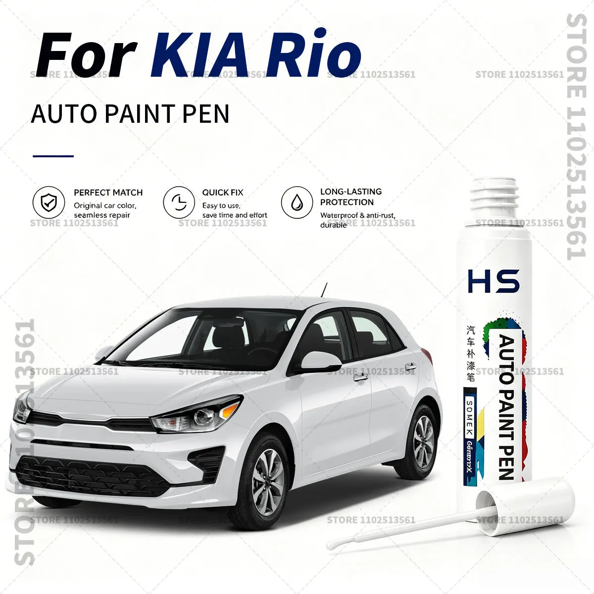 For KIA RIO Car Paint Repair Pen Restores Original Factory Paint Finish Aurora black yellow Clear white Urban grey Silky silver