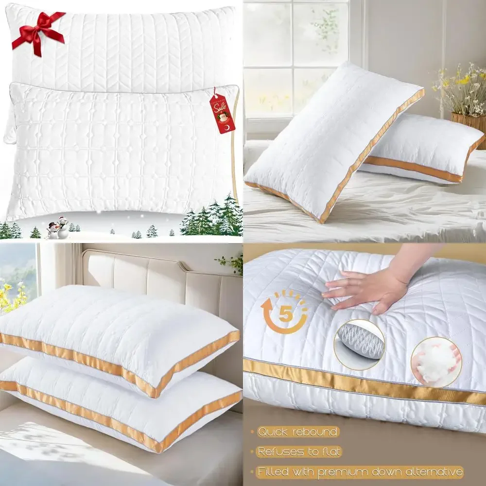 

Роскошная пара подушек King, мягкая и поддерживающая для всех позиций сна, гипоаллергенная направленная наполнитель