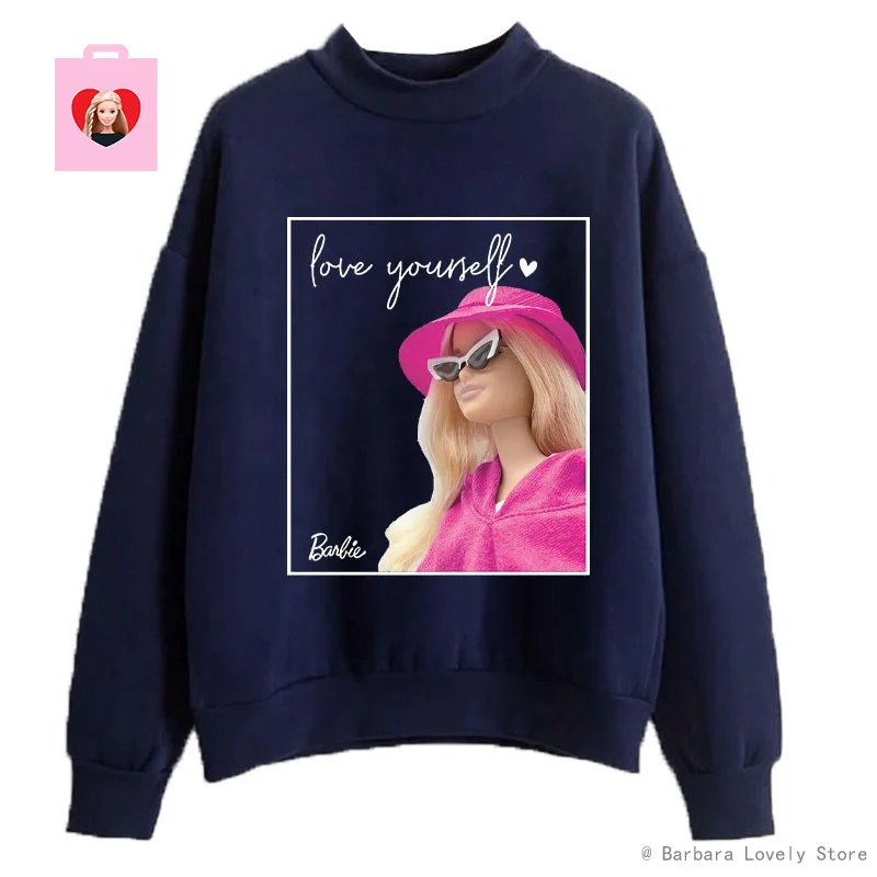 

Barbie Pink Hoodies Casual Autumn Winter Y2K Cartoon Hot Girls Sweatshirts Streetwear Comfortable Pullover Women Clothing Gifts