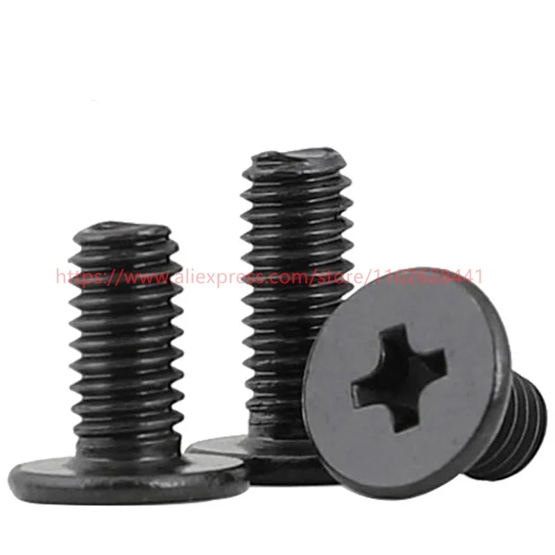 M1.2 M1.4 M1.6 M2 M2.5 M3 M4 M5 M6 Black Carbon Steel Cross Phillips Ultra Thin Flat Wafer Head Screw Bolt Laptop