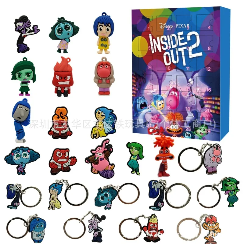 24Pcs Disney Inside Out 2 Świąteczne puzzle Świąteczny kalendarz adwentowy dla dzieci Zabawki Dekoracja Zabawki Kawaii Prezent Figurki anime Dziecko