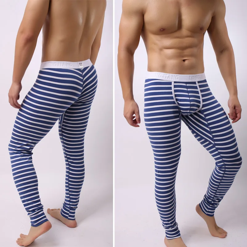 

New Men's Warm Cotton Stripe Thermal Underwear Long Johns for Winter Comfortable Breathable Seven Sve Autumn Set