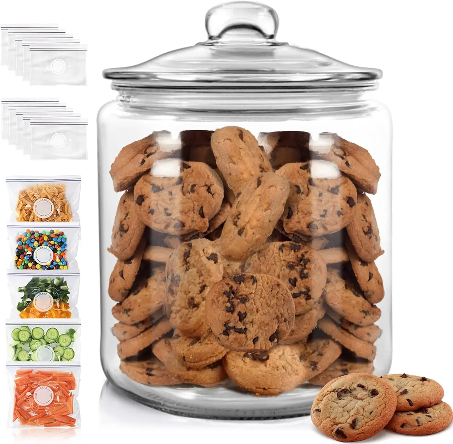 Glass Jar Set with Airtight Lids - Ideal for Pantry Organization, Countertop Storage of Flour, Sugar, Coffee, Pasta, Candy - Inc