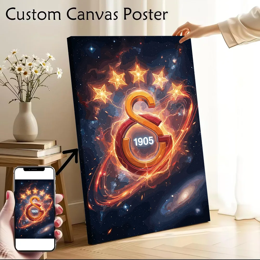 Galatasaray Logo in Cosmic Nebula Poster Canvas Wall Art Custom Photo Print Modern Painting for Fans Bedroom Home and Decoration