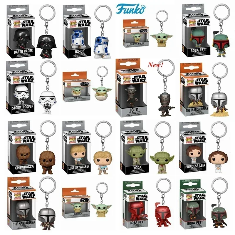 2026 Funko Pocket Pop Keychain Star Wars Yoda Metallic Chewbacca Flocked Limited Edition Vinyl Pendant Christmas Gift for Kids view 2