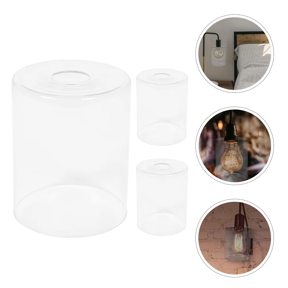 

3Pics Glass Shade for Pendant Lamp Replacement Clear Cover for Hanging Light Fixture Smooth Simple Decorative Design