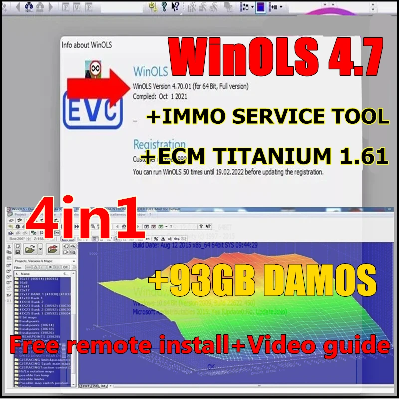 

2024 NEW Winols 4.7 VMware with 93GB Winols Damos Pack+Ecm Titanium 1.61+Immo Service tool 1.2+Damos and learning+Video Guide