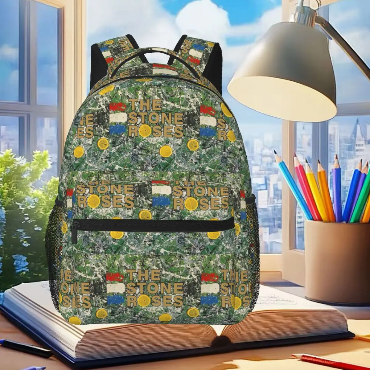 The Stone Roses Rock Band The Three Yellow Backpack Student Boys Girls BookBag School Bag Computer Shoulder Bags for Men Women