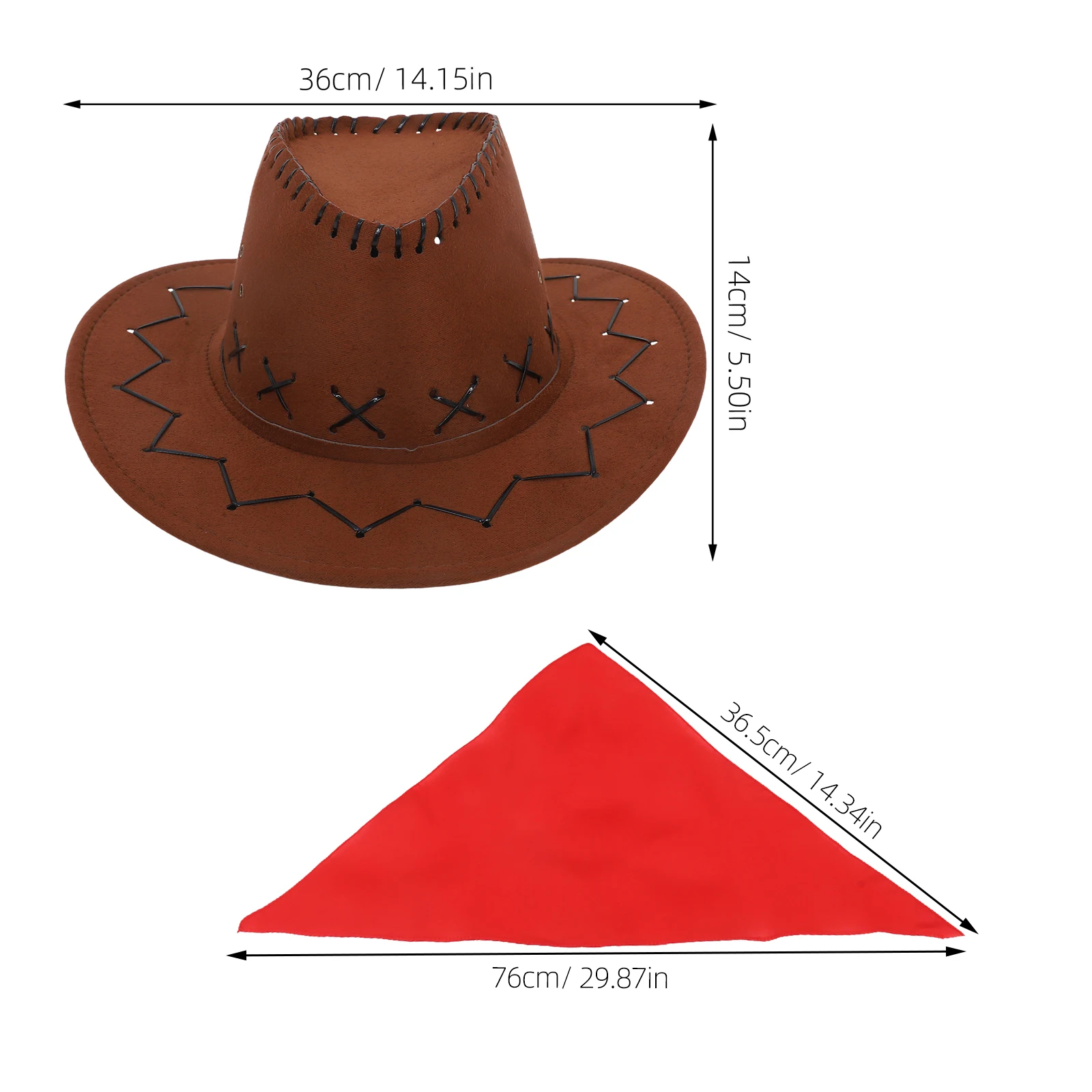 Cowboy-Kostüm-Set für Erwachsene und Kinder mit Weste, Hut und Bandana, Western-Kostüm für Männer und Frauen, Wild-West-Verkleidung für Partys und Cosplay