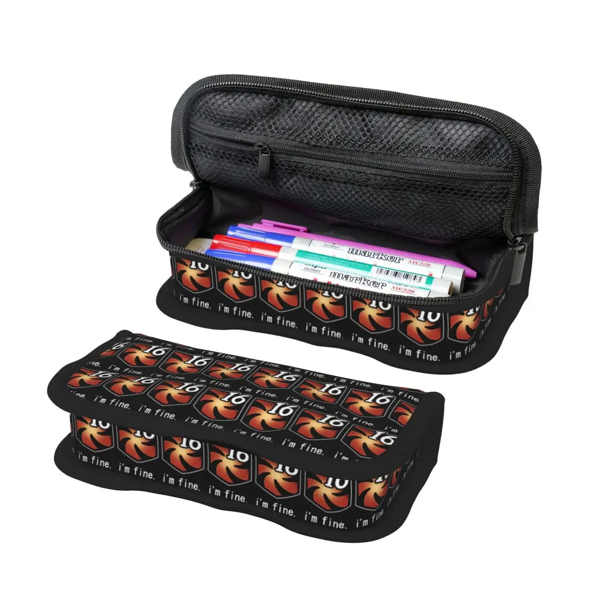 I'm Fine Vuln Stacks Pencil Case for Students School Pen Box Pencil Bag Stationery Supplies Pen Holder Bag