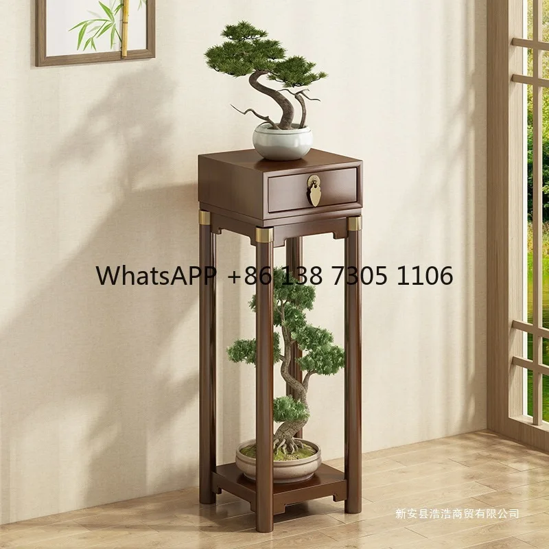 

Balcony storage, Chinese flower stand, solid wood flower pot, living room, floor-standing flower stand, storage rack
