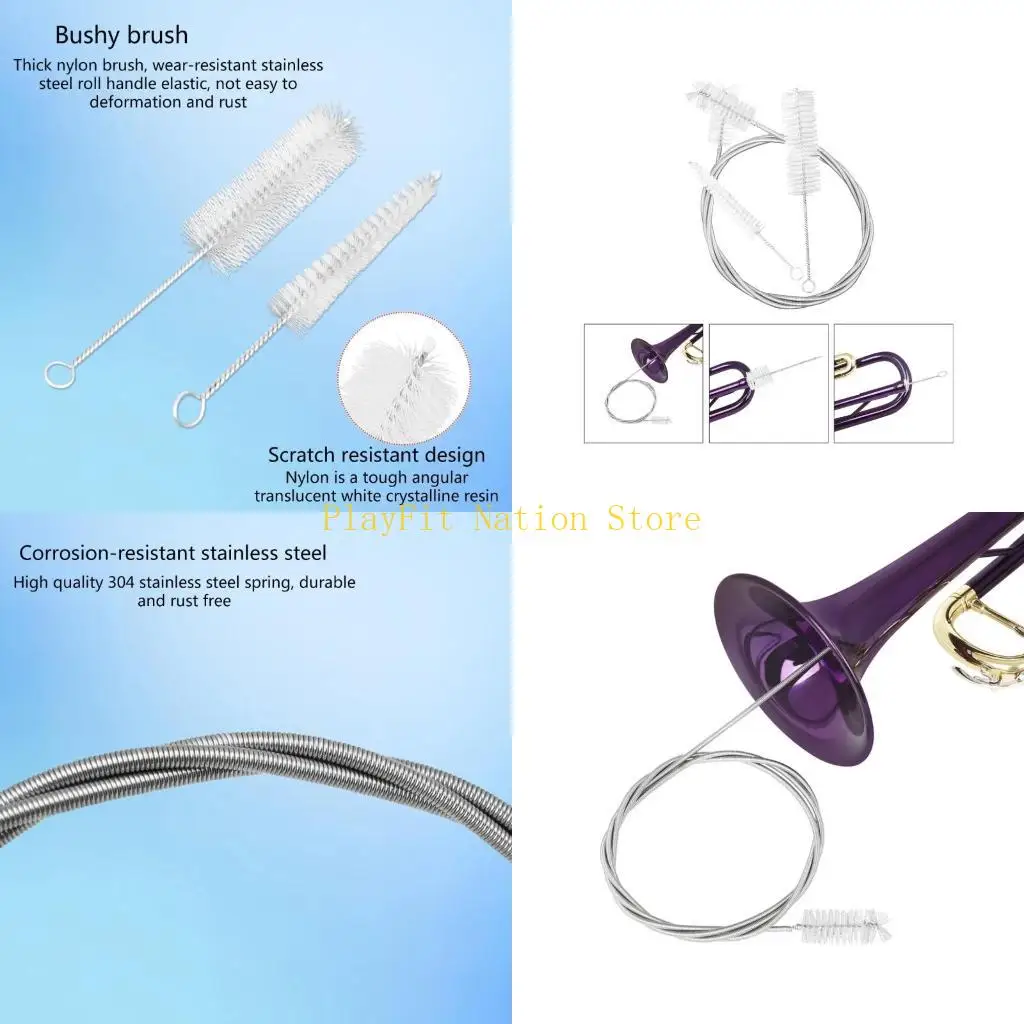 

242F Trombone Cleaning Kits, 3Pcs Instrument Pipe Cleaner Tools Tube Cleaning Brushes