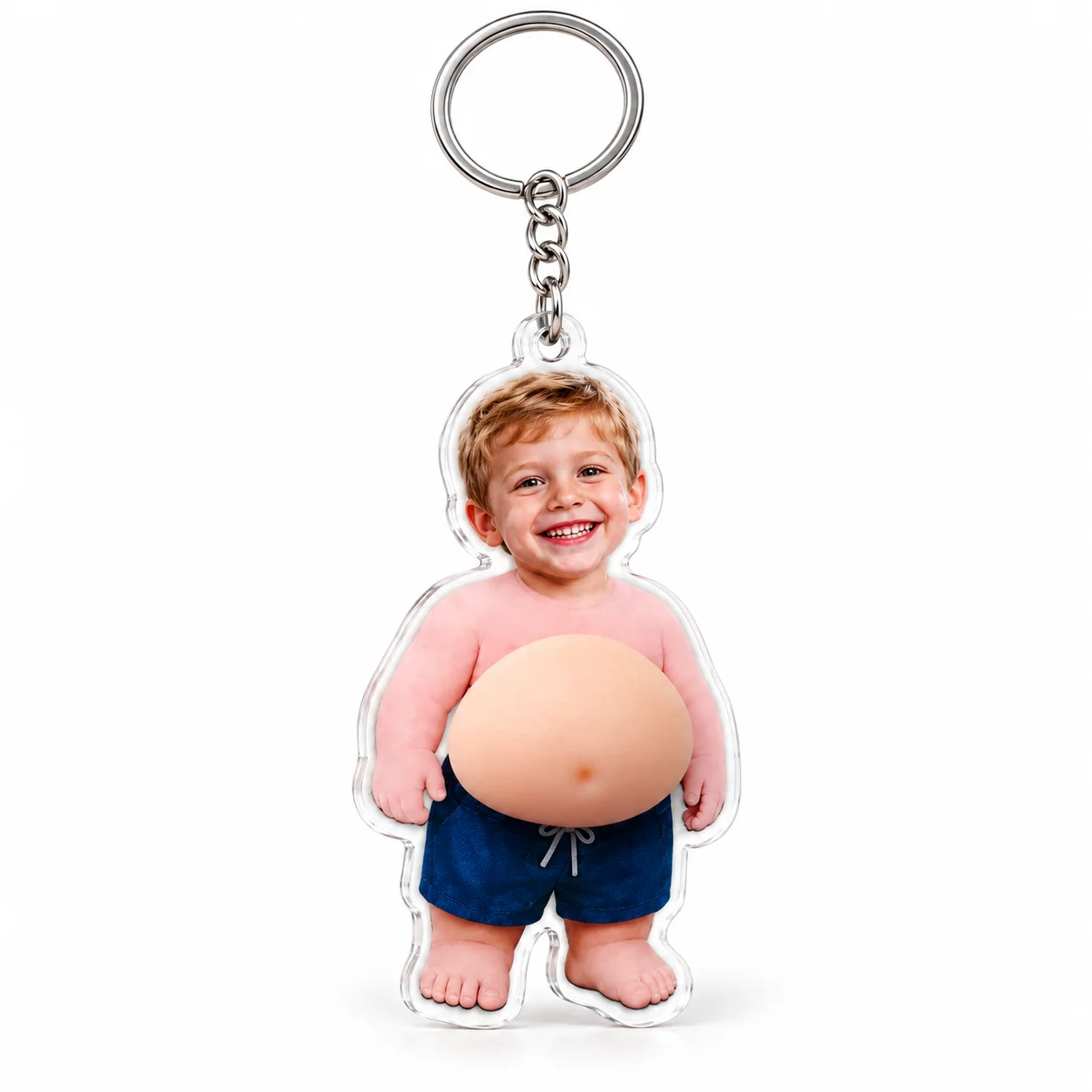Custom Acrylic Keychain Personalized Photo Keychain 10x10cm Squishy Silicone Belly Charm Funny Key Ring Gift for Backpack Purse