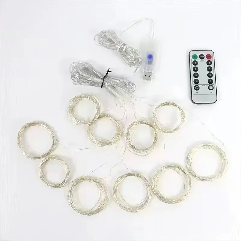 Holiday LED Curtain Light String USB Powered 8 Modes Christmas New Year Party Lights Home Wedding Birthday Room Decor Aesthetic