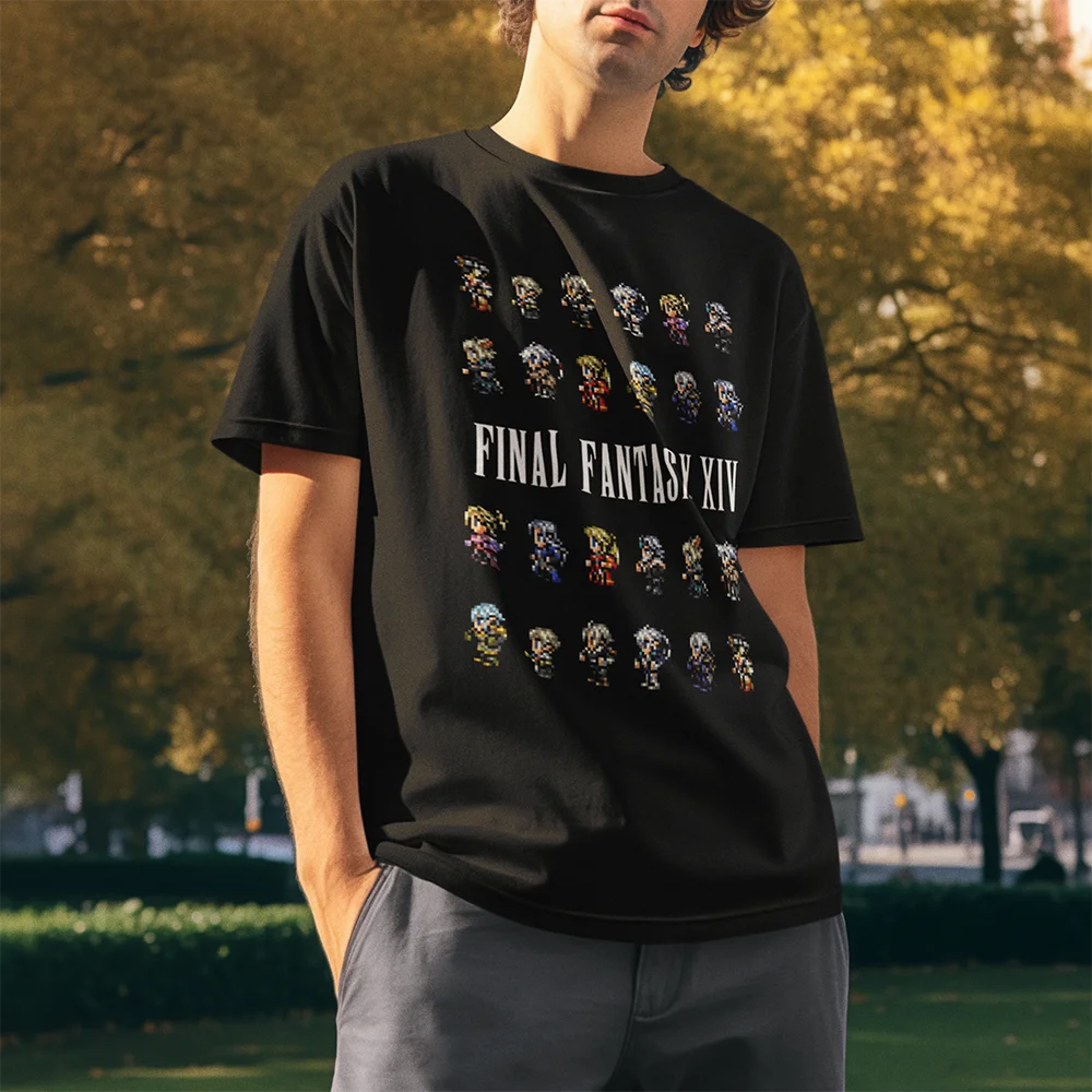 Final Fantasy 6 VI Sprites PIXEL SPRITE super nintendo Men\'s clothing Cotton T-Shirts Round Neck Tees Short Sleeve Tops Printed