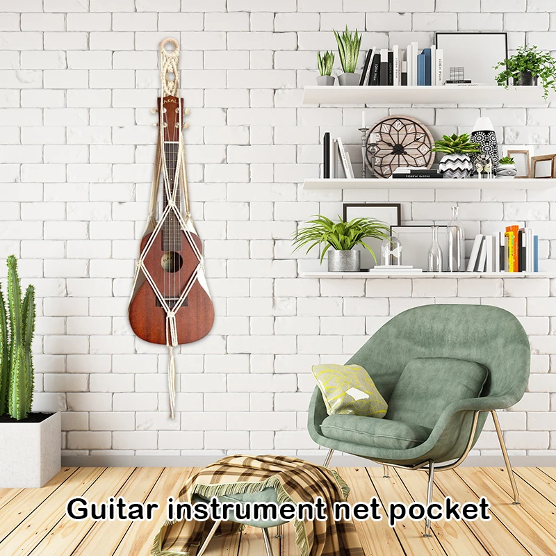 Guitar Wall Hanger - Macrame Guitar Hanger - Guitar Wall Mount - Boho Guitar Holder for Acoustic Guitar and Electric Guitar