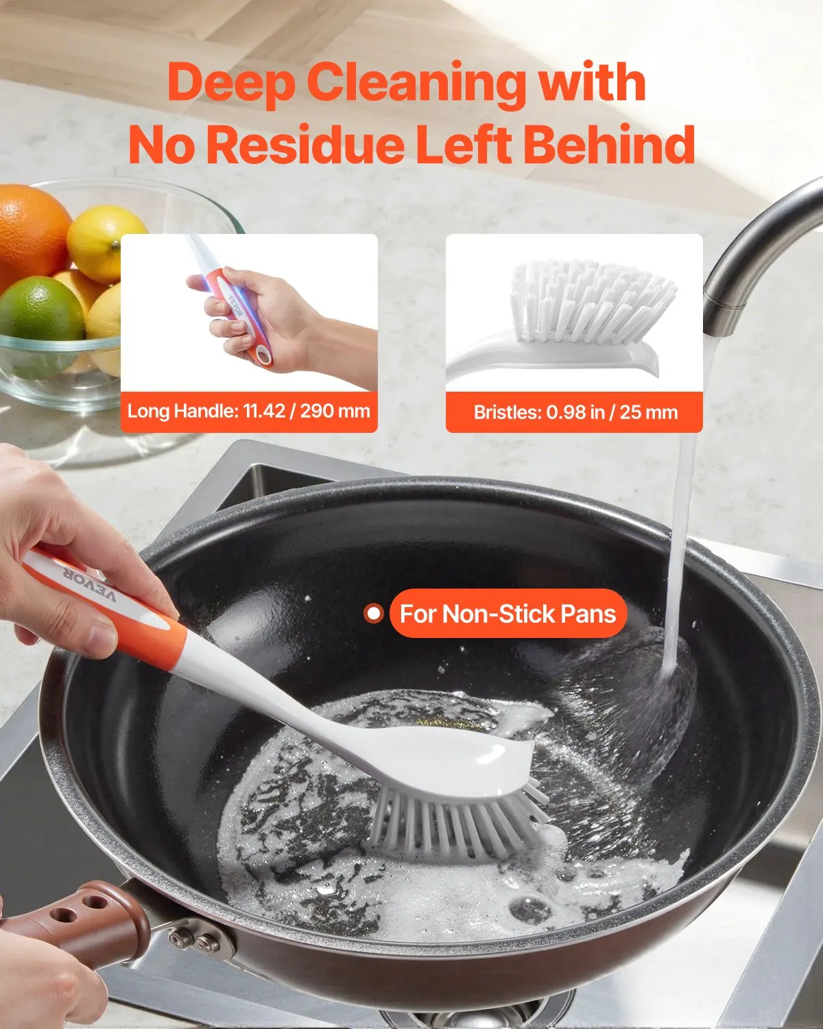 

Набор из 4 кухонных щеток для мытья посуды с ручкой из полипропилена, щетки для чистки посуды с изогнутой щетиной, идеально подходят для кастрюль, сковородок, раковин