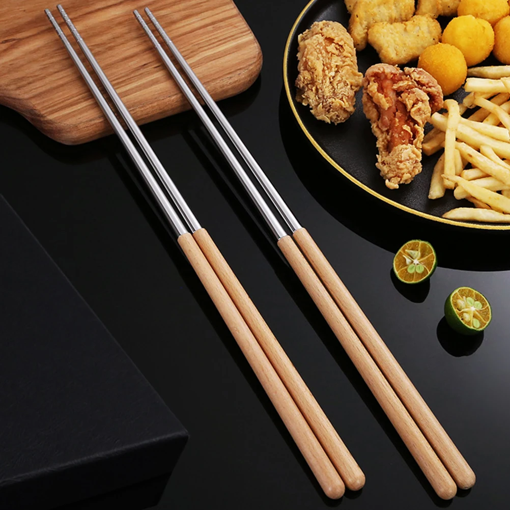 

2pcs Long Noodle Chopsticks Extra Long Wooden Cooking Chopsticks Heat Resistant For Hot Pot Pasta Barbecue Reusable Chinese