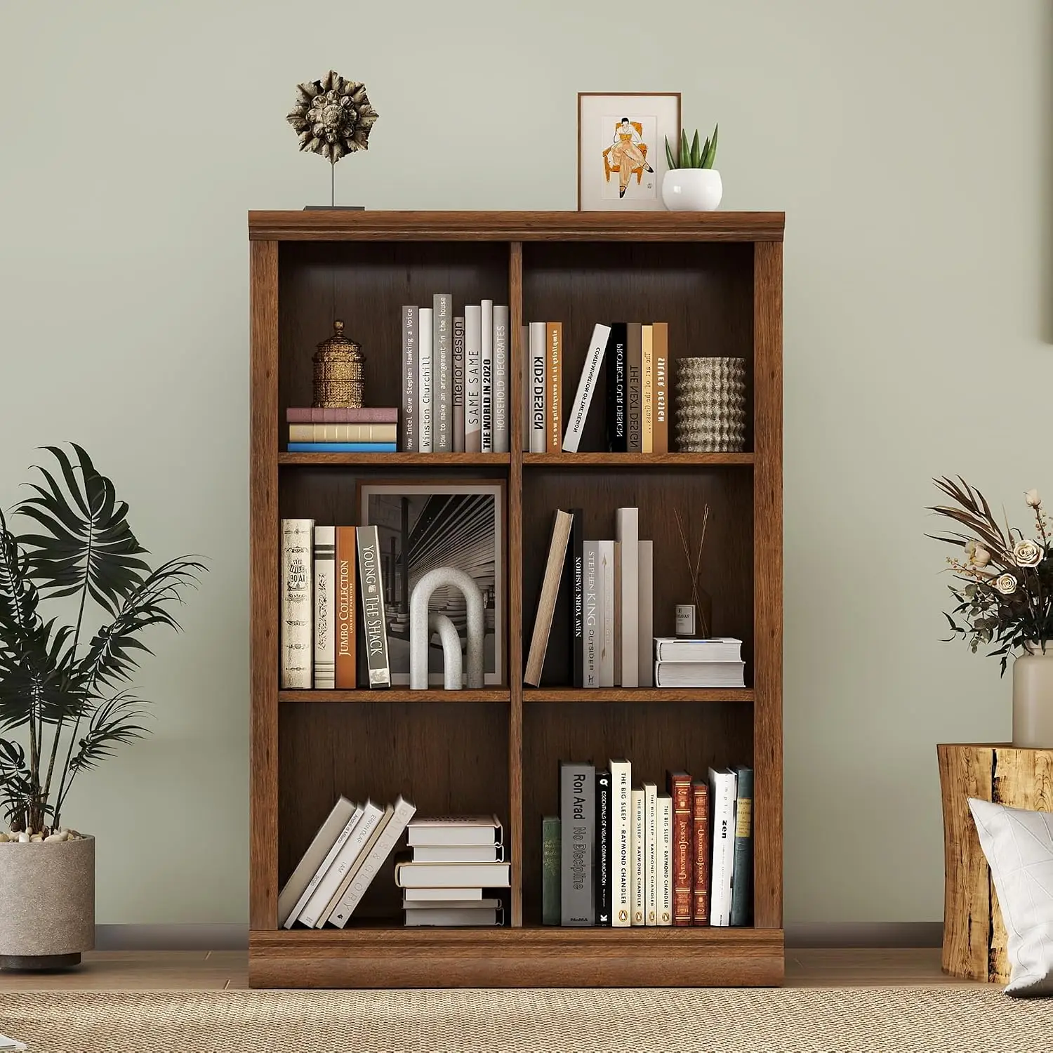 3-Tier 6-Cube Wooden Storage Organizer Shelf, 30 inch Width, Customized