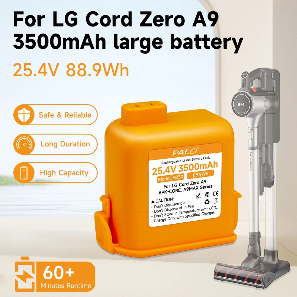 25.4V 3500mAh Battery For LG Cord Zero A9,A9S,A9K-CORE,A9MAX,A9T-Ultra,A9K-PRO,A9M,A9S,A9Plus Replacement Vacuum Cleaner Battery