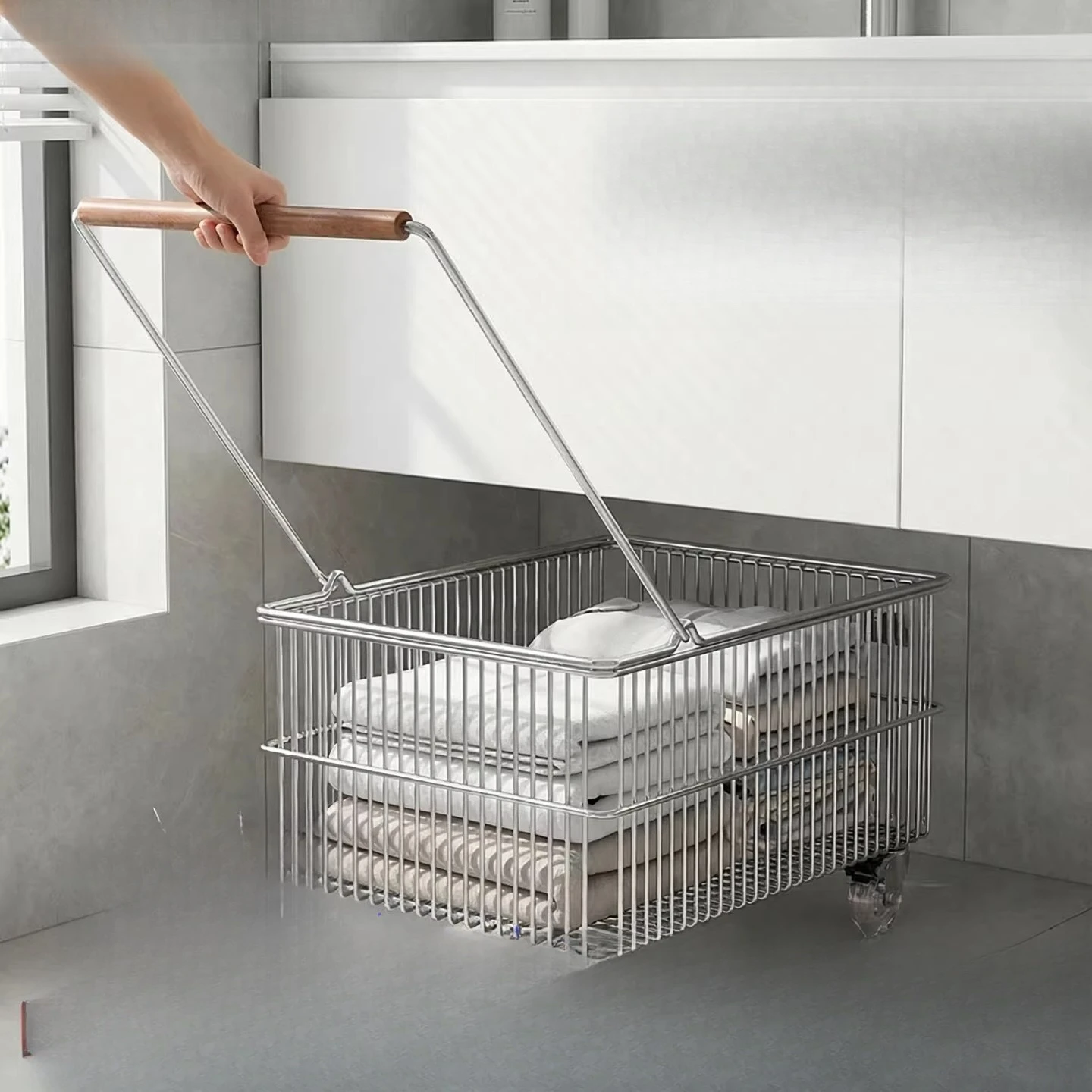 

PYH dirty laundry basket cart household high value light luxury bathroom laundry basket under cabinet toilet clothes