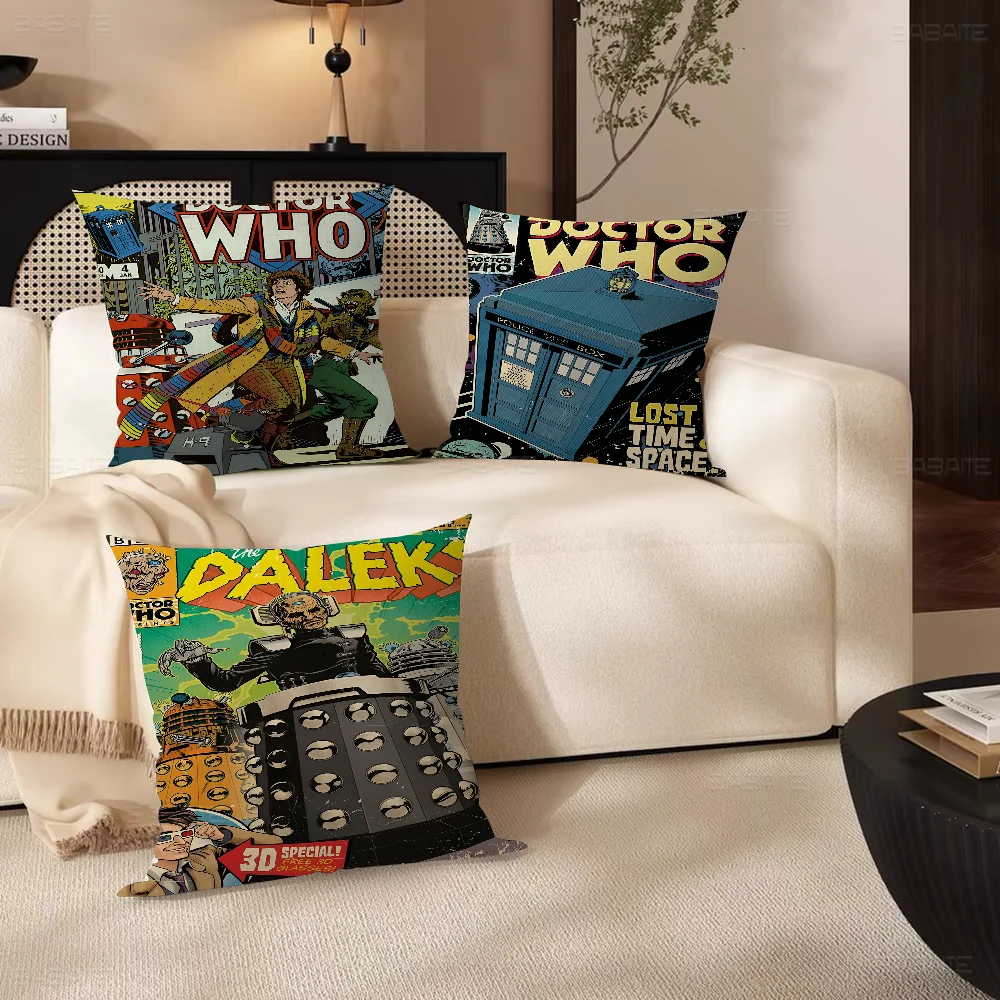 Movie D-Doctor W-Whos Decorative Room Aesthetics Pillow Case Home Decor Bedroom Sofa Bed Couch Pillow Cover 45x45