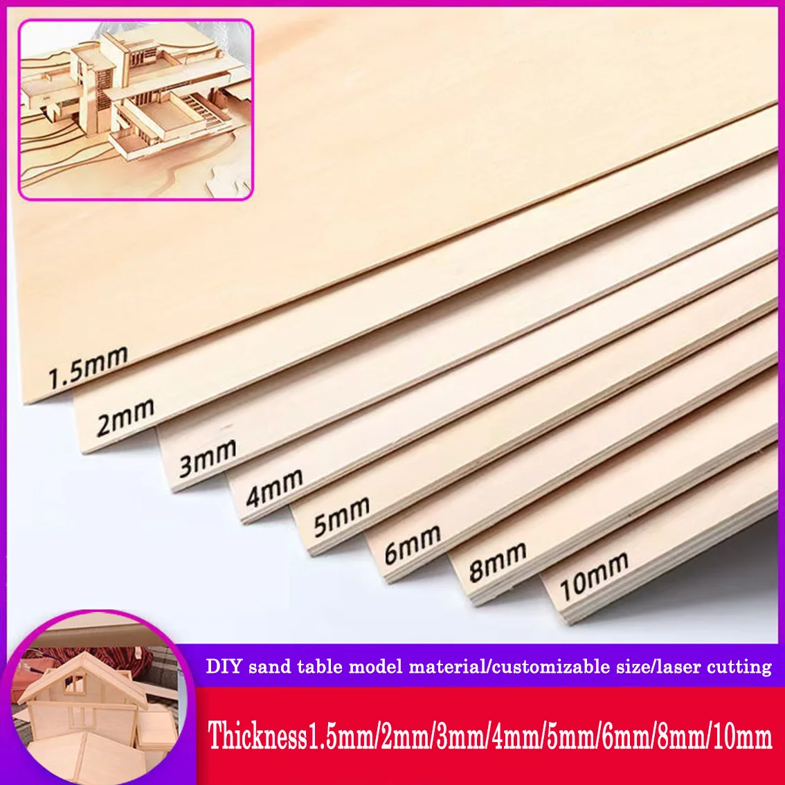 

100/150/200/300/450mm Long Basswood Board Model Building Carving DIY Handicraft Making Accessories For Crafts House Pyrograph
