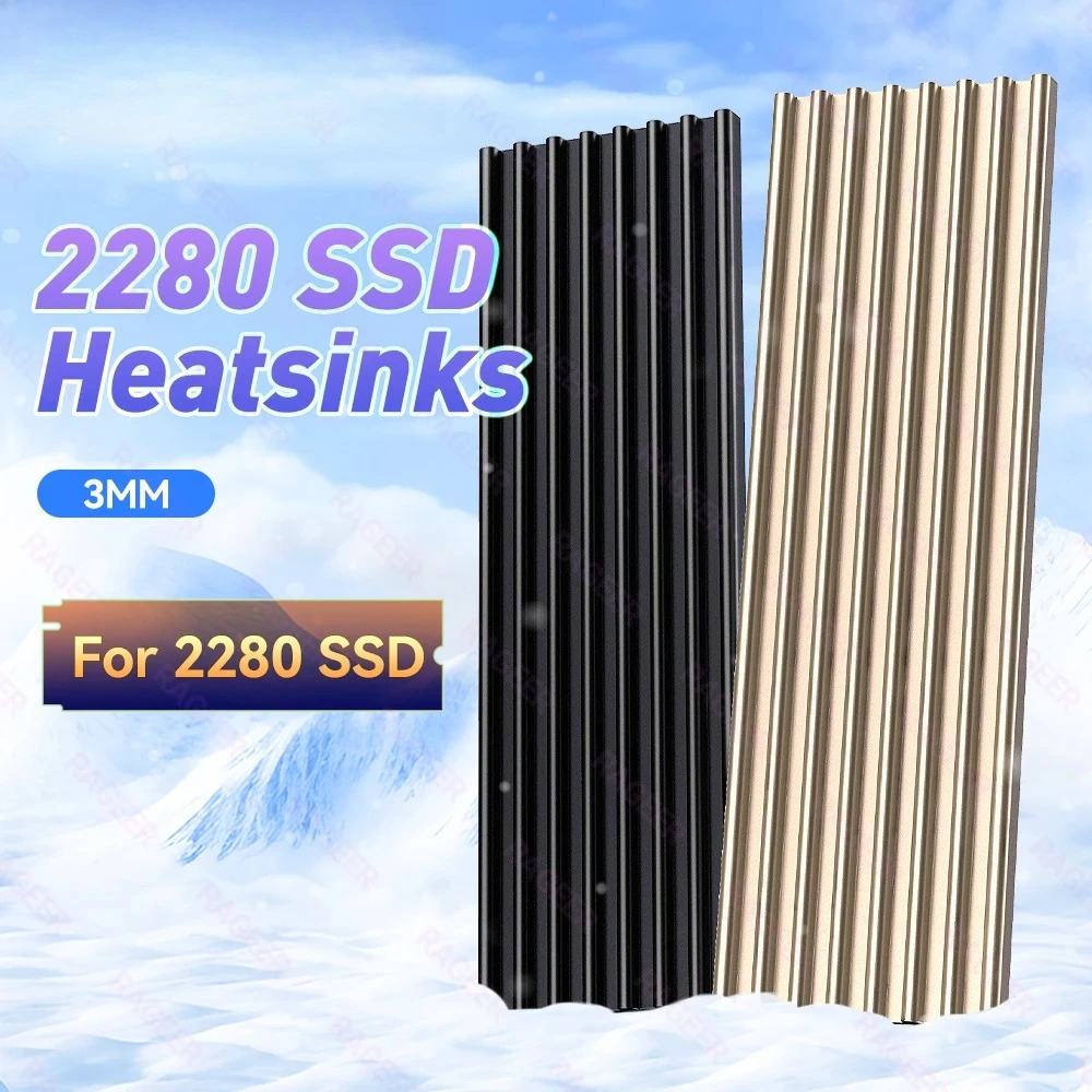 M.2 2280 SSD Heatsink – Aluminum Alloy Cooler with Thermal Pad for NVMe/SATA Gen3/Gen4 Drives