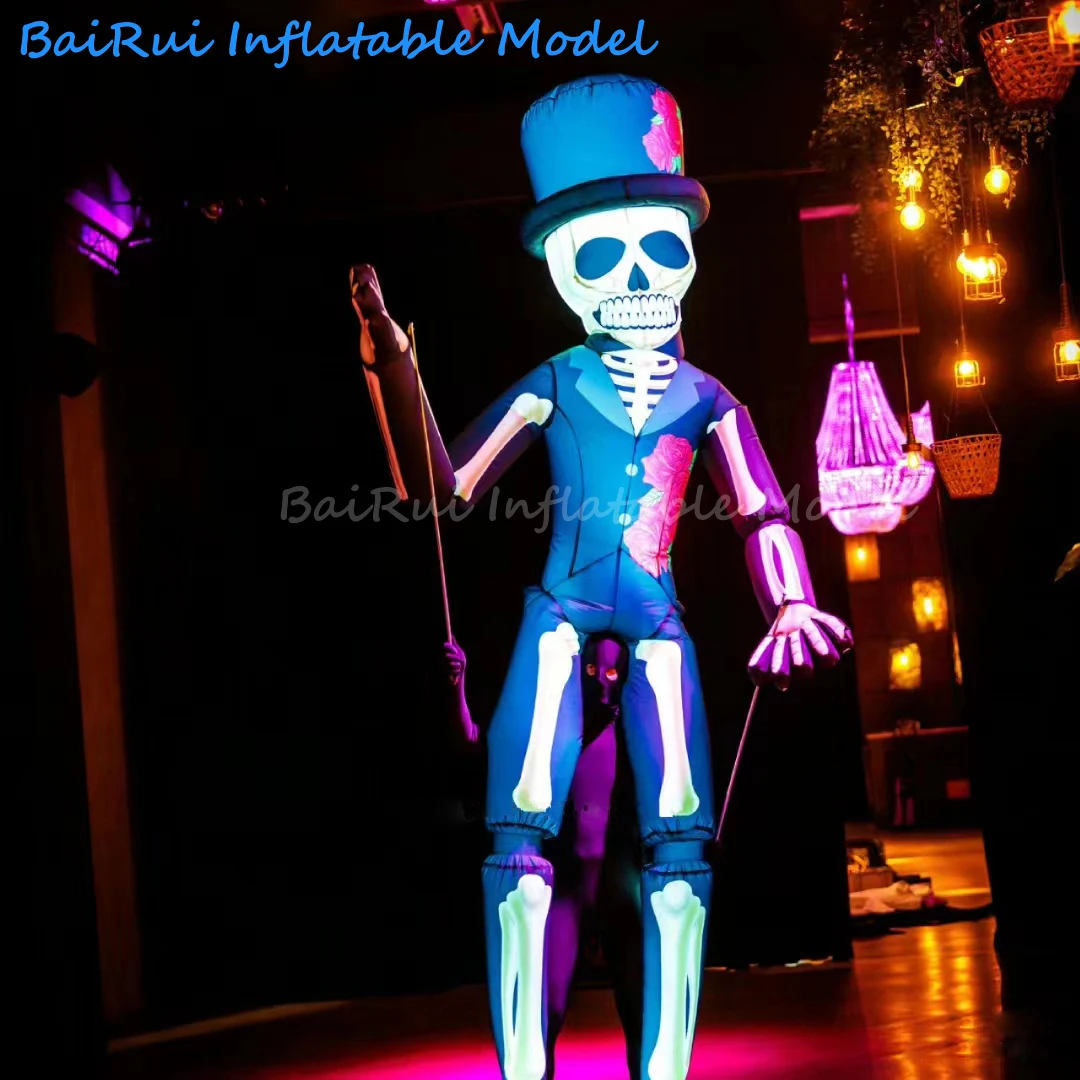 3,5 m aufblasbare Zombie-Puppe mit weißem LED-Licht, Luftgeblasener Geister-Skelett, Halloween-Karnevalsparty, Laufende Bühnenrequisite – Detail 2