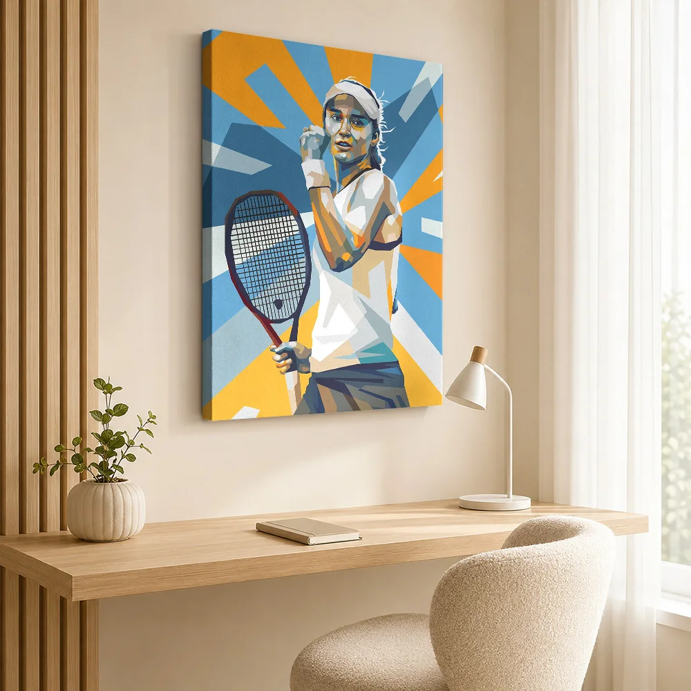 Elena Rybakina Celebrates Victory Canvas Painting Poster Custom Photo Sports Portrait Wall Art for Bedroom Decor Ready to Hang