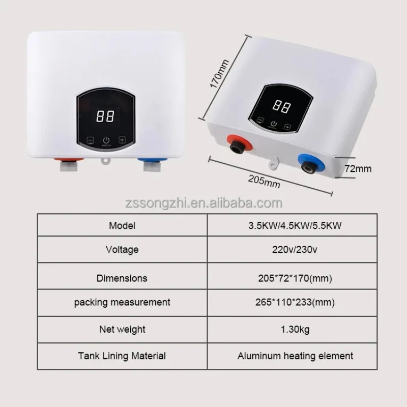 Electric Tankless Water Heater 5500w House Wall Low Price Bathroom Geyser Portable for Bathroom Scaldabagno Istantaneo